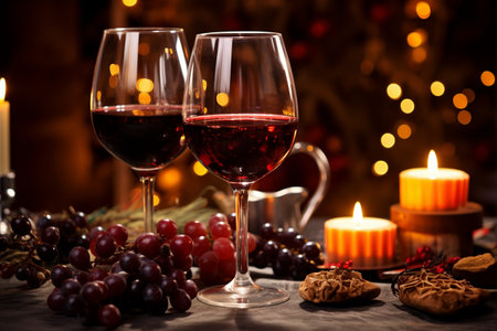 A Merry Christmas with Mulled Wine and Candles generative by Ai.の素材