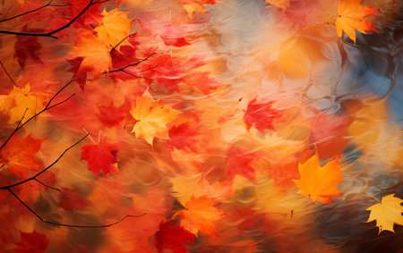Autumnal View Outside the Red Maple Treeの素材