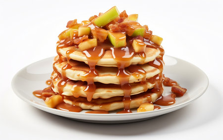 Stack of Caramel Apple Pancakes with Diced Applesの素材