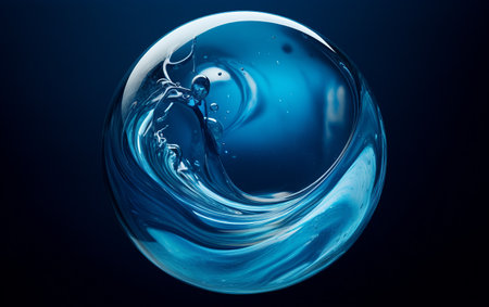 Blue Liquid Sphere in Artistic Settingの素材