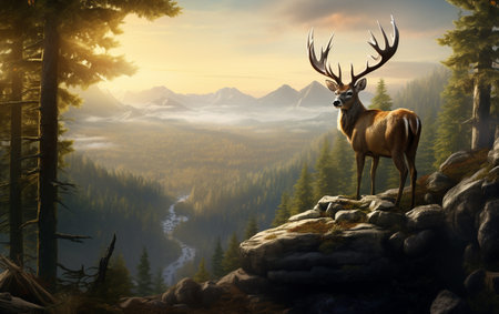 Realistic Deer in Natural Settingの素材