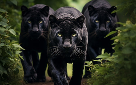Spectacular View of Black Panthers in their Natural Habitatの素材