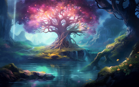 Fantastic Fairytale Tree in Digital Paintingの素材