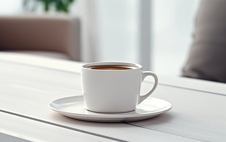 Unveiling the White Background Freshly Brewed Coffee Generative By Ai.の素材