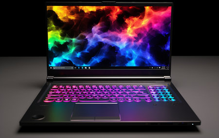 Unveiling the White Background Gaming Laptop Setup Generative By Ai.の素材