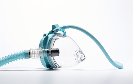 Oxygen Mask in 8k Realism on White Background Generative By Ai.の素材