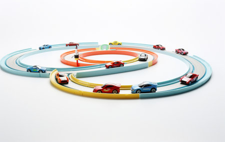 8K Realistic Toy Race Car Track on a White Canvas Generative By Ai.の素材