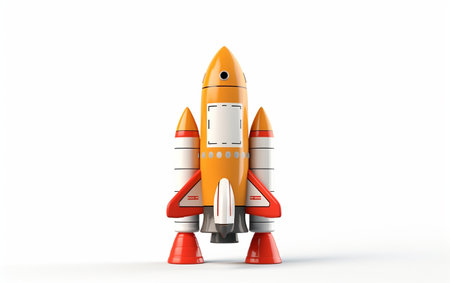 8K Realistic Toy Space Rocket on a White Canvas Generative By Ai.の素材