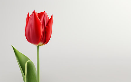 Realistic Red Tulip Flower on White Background in 8K Generative By Ai.の素材
