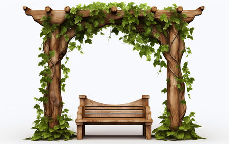 Wooden Arbor and Climbing Vines with Realistic Detail in 8K Generative By Ai.の素材