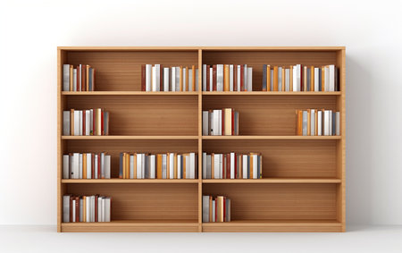 Exploring the Allure of a Wooden Bookshelf Generative By Ai.の素材