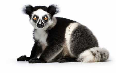 High-Quality Realism of an Indri in 8k White Background Generative By Ai.の素材