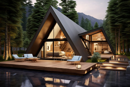 Modern Luxury Villa in Minimal Style Generative By Ai.の素材