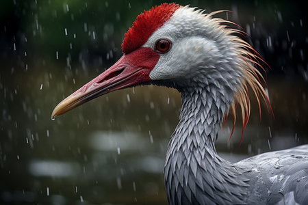 Sarus Crane's Fluid Feather Display Generative By Ai.の素材