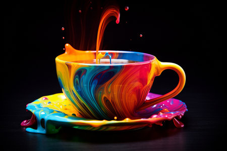 Coffee Delight in a Rainbow Cup Generative By Ai.の素材
