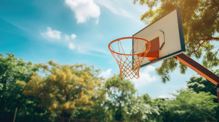 Basketball Hoop with nature treesの素材