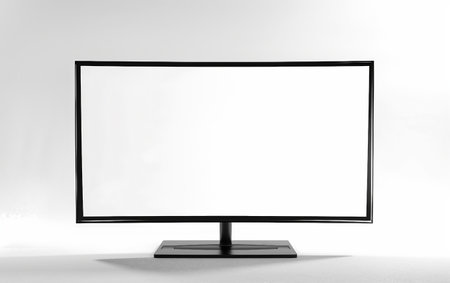 TV screen with blank white screen on white background. 3d renderingの素材