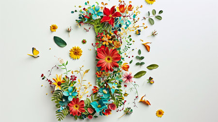 Letter J Adorned with Flowersの素材