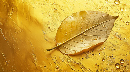 shiny yellow leaf with a backgroundの素材
