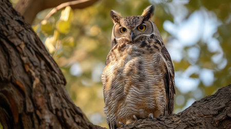 Close Examination of an Elder Owl on Tree Limbsの素材