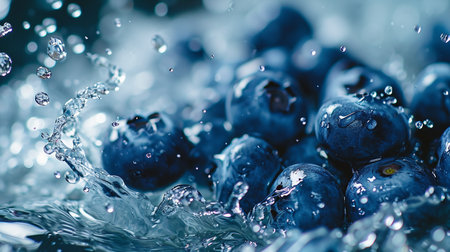 Blueberries in waterの素材