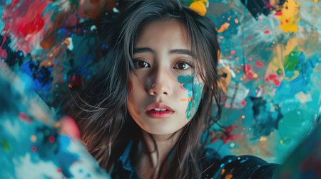 woman artist expressing herselfの素材