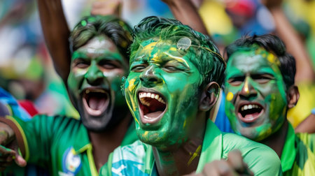 Sri Lanka cricket fans in the standsの素材