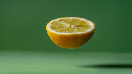 Lemon sliced, suspended mid-airの素材