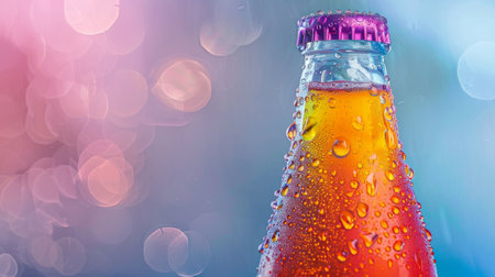 A Colorful Soft Drink Bottle with Water Dropletsの素材