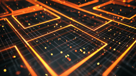 Black and tangerine abstract geometric linesの素材