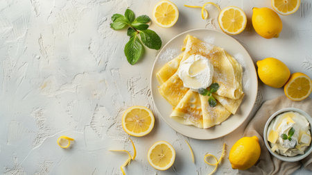 Bright and fresh lemon-infused crepe with Chantilly creamの素材