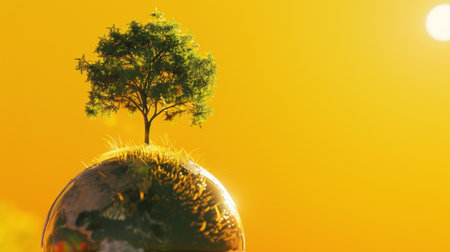 Earth with Flourishing Green Treeの素材