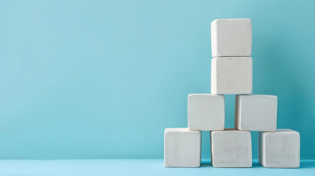 Stacked Blocks in Real Photos with a Charming Blue Backgroundの素材