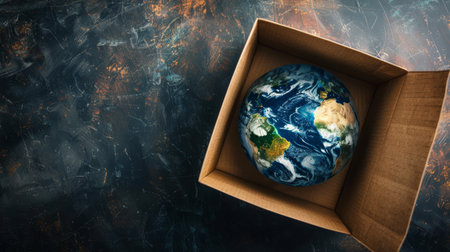 Planet Earth enclosed within a package boxの素材