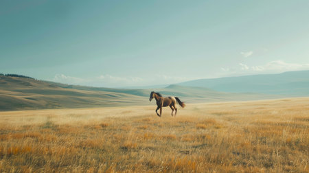Horse Galloping Across Endless Fieldの素材
