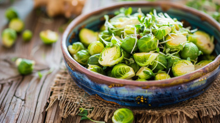 Close-Up of Green Sprouts on Plateの素材