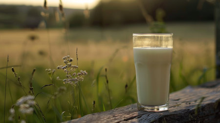 Glass of Milk on Wooden Surfaceの素材