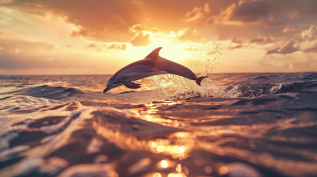 Dolphin Leaping from Oceanの素材