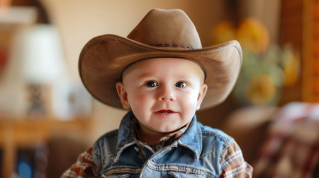 Funny Baby Boy in a Cowboy Costumeの素材