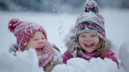 Children's Happy Playtime in the Winterの素材