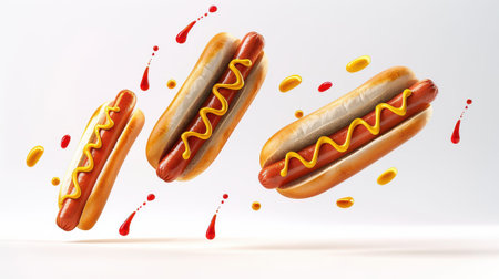 Elevated Dining: Gourmet Hot Dogs with Ketchup Dropsの素材