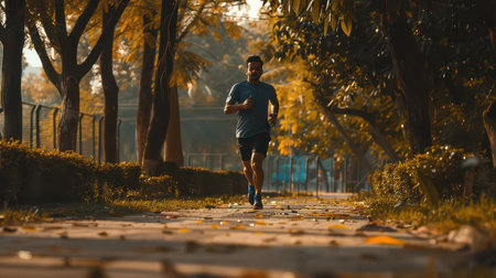 Fitness Commitment: Determined Jogger in Daily Runの素材