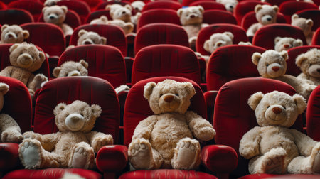 Teddy Bears in a Red Cinema: Playful Audienceの素材