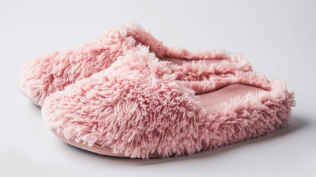 Soft pink slippers for women, featuring a cozy and fluffy texture.の素材