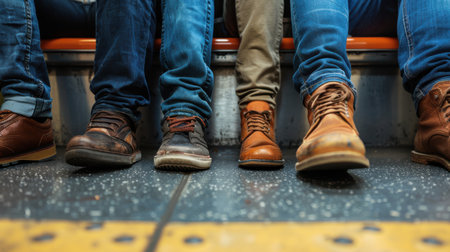 People Sitting Close Together on Subwayの素材