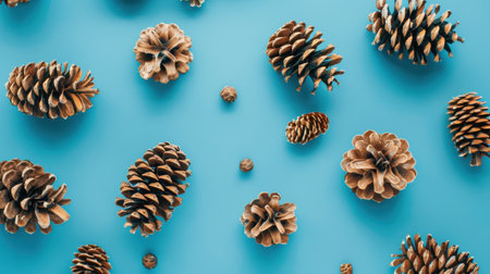 Festive Pine Cones in Blue Settingの素材