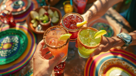 Toast with Tequila Friends Enjoying Margaritasの素材