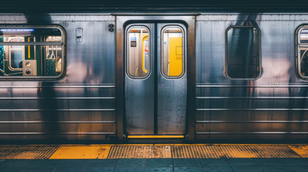 Public Transport Scene: Subway Train Door Photoの素材