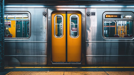 Close-up of Open Subway Doorの素材