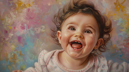 Playful Happiness: Smiling Baby Girlの素材